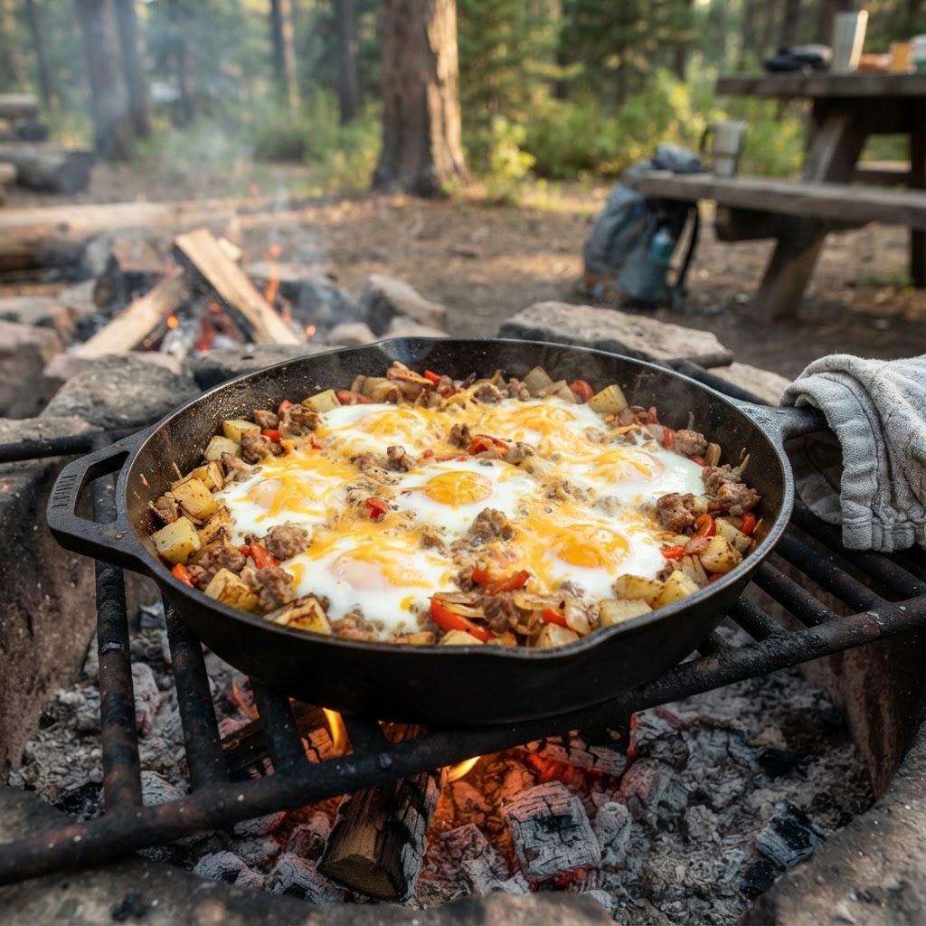Cast iron campground breakfast