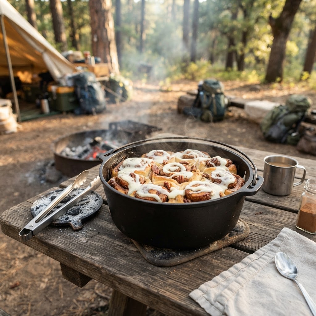 Dutch oven cinnamon roll bake