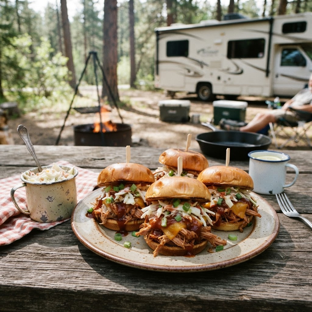 Campfire pulled pork sliders